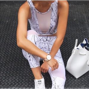 Varley Marble Print Top and Leggings- size small